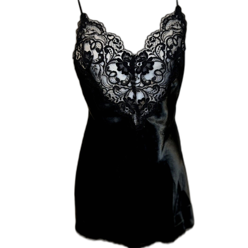 Cacique Black Lace Teddy Lingerie Bodysuit Womens